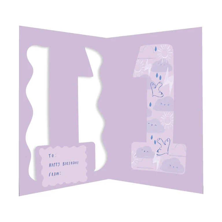 Fun Birthday Card For Girl's 1st Birthday, Birthday Card With Die-cut Detail And Neon Colours - Doodle Greeting Card by Hotchpotch London Size 5 x 7 inches - Image 3