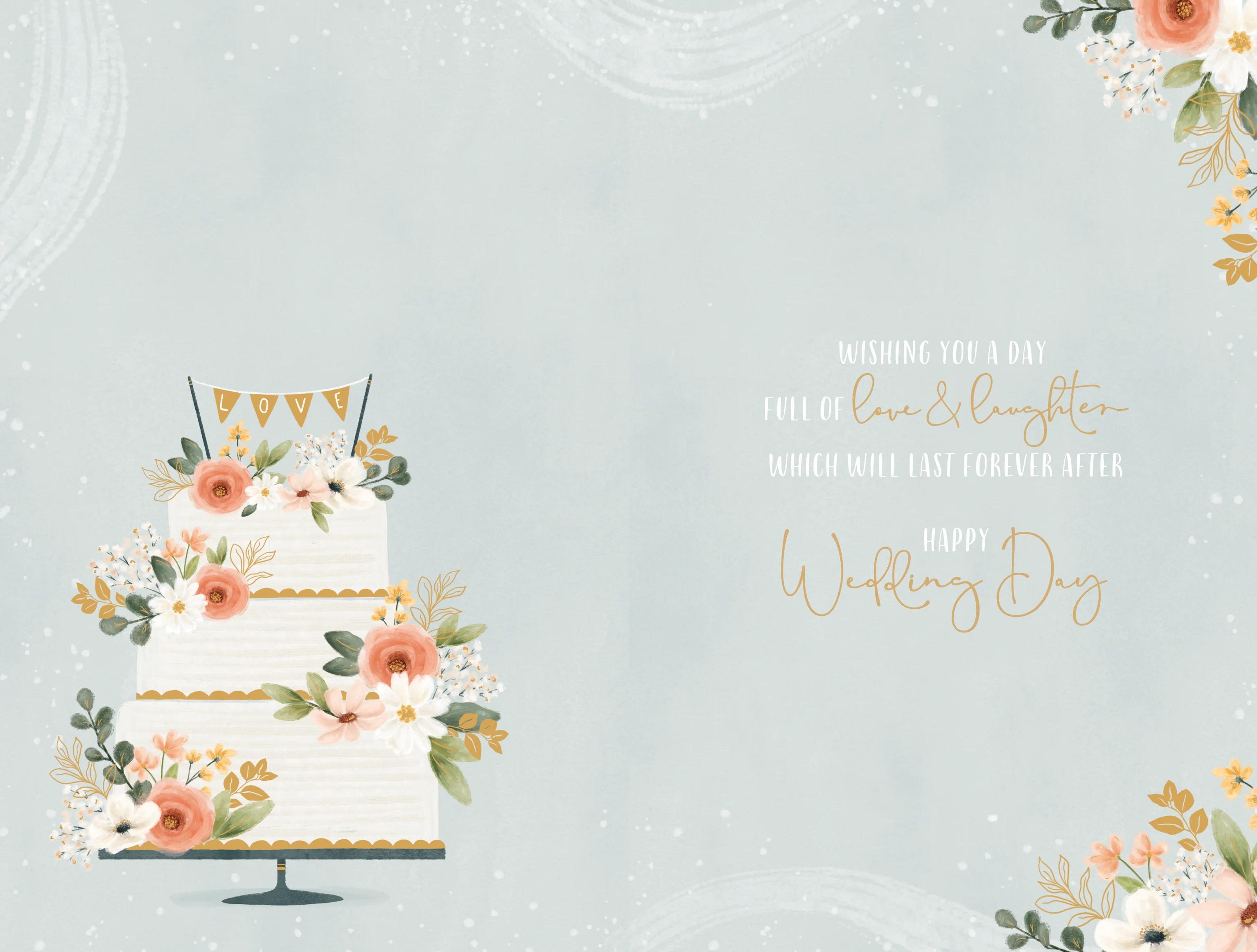 Happy Couple Wedding Cake, 5 x 8 Inches Greetings Card by Wishing Well - Image 2