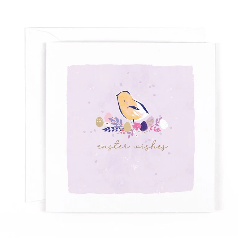 Hotchpotch Easter Card, Cute Chick With Eggs