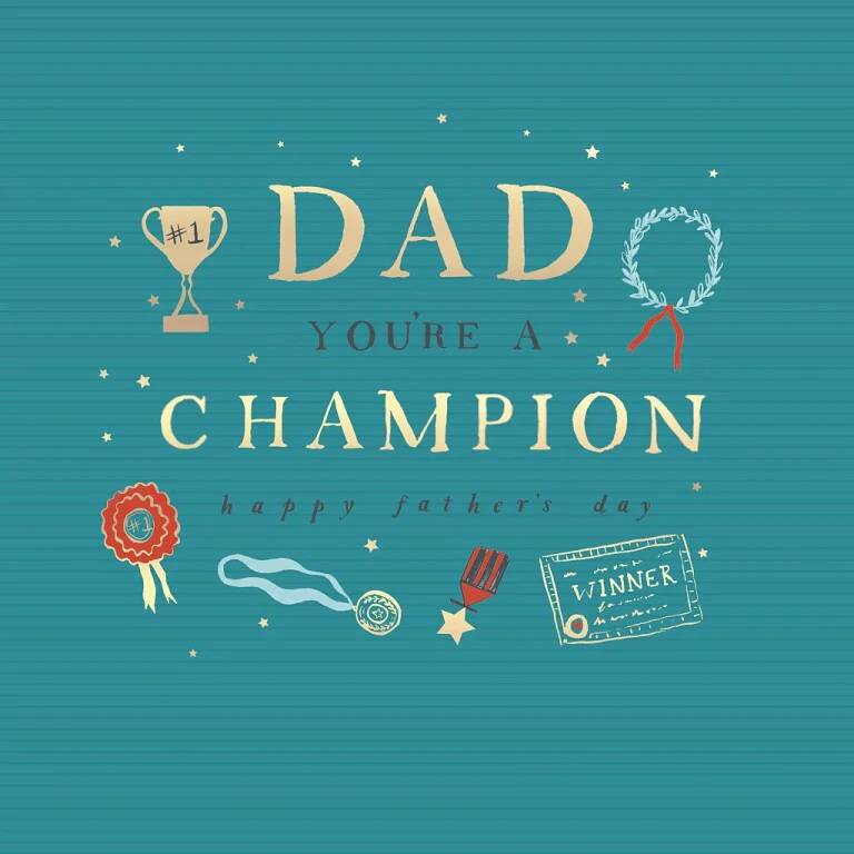 Hotchpotch Father's Day Card For Champion Dad 6x6 inches - Image 2
