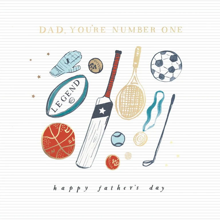 Hotchpotch Father's Day Card For Dad Sport Themed 6x6 inches - Image 2
