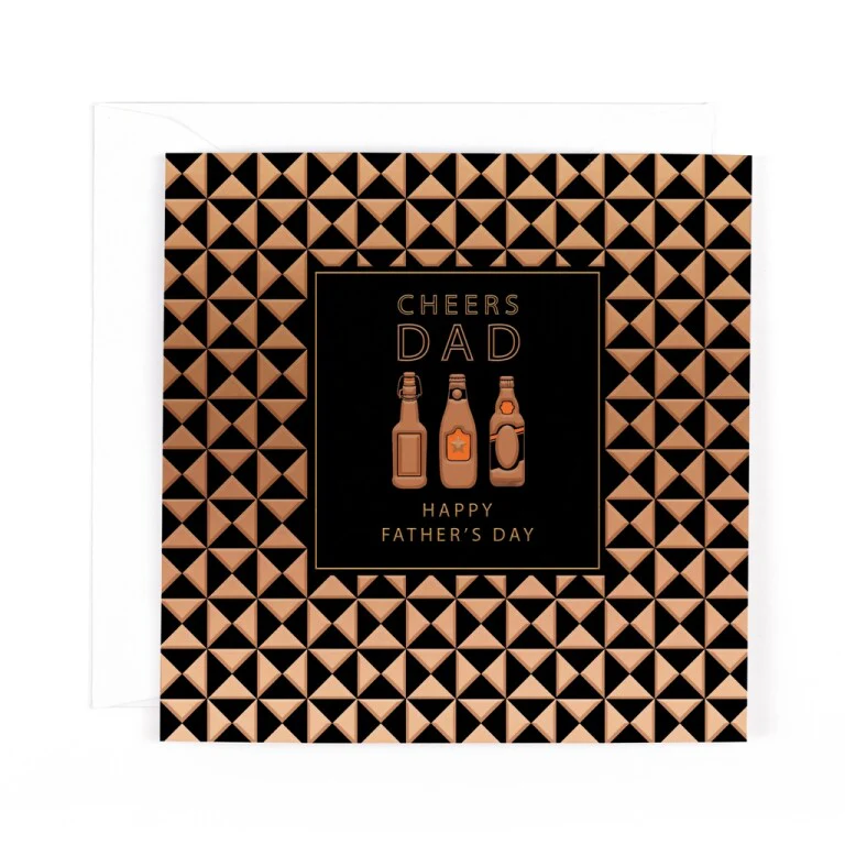 Hotchpotch Luxury Foiled Father's Day Card For Dad, Beer Bottle Design 6x6"