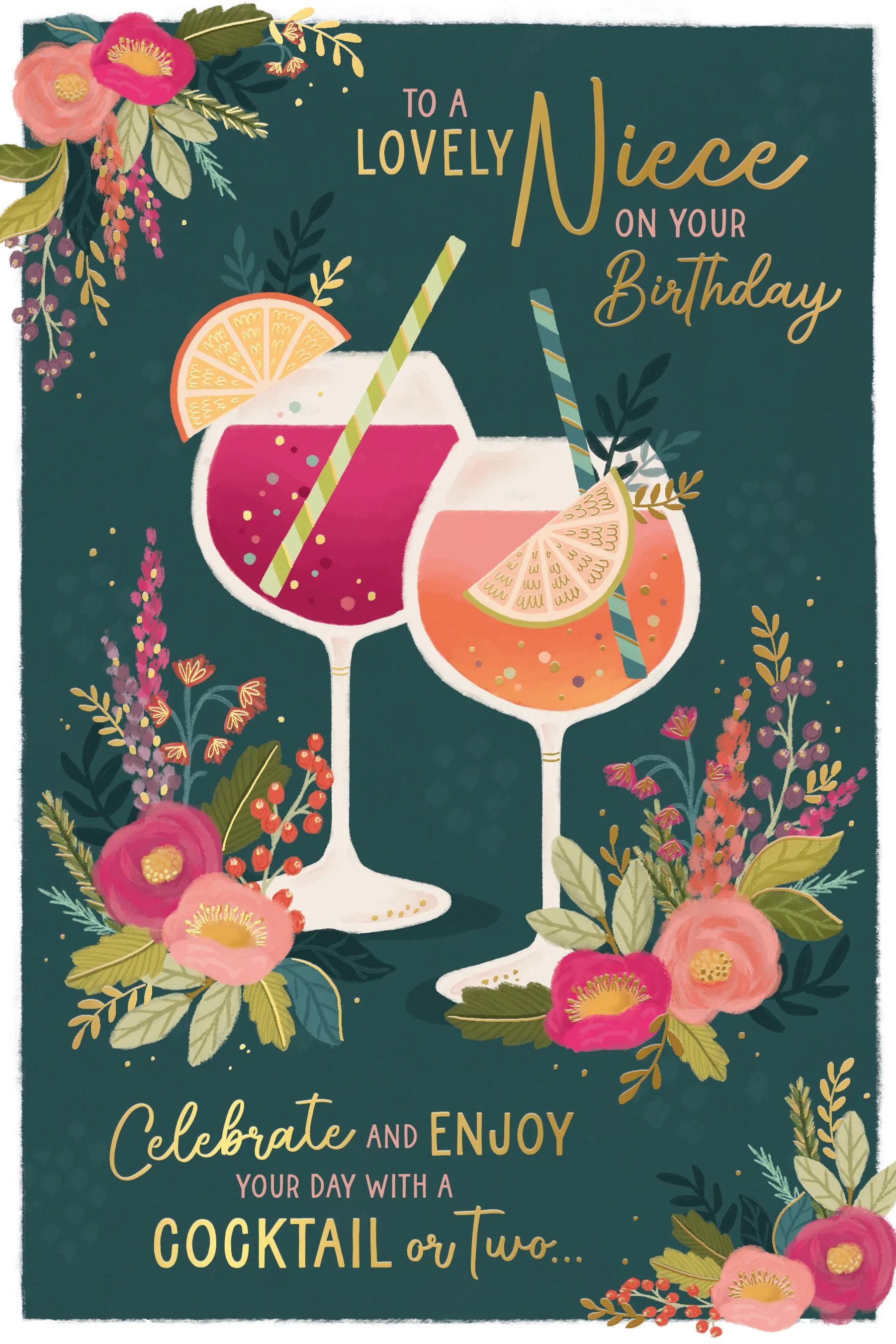 Lovely Niece Stylish Birthday Card by Wishing Well, 6 X 9 Inches