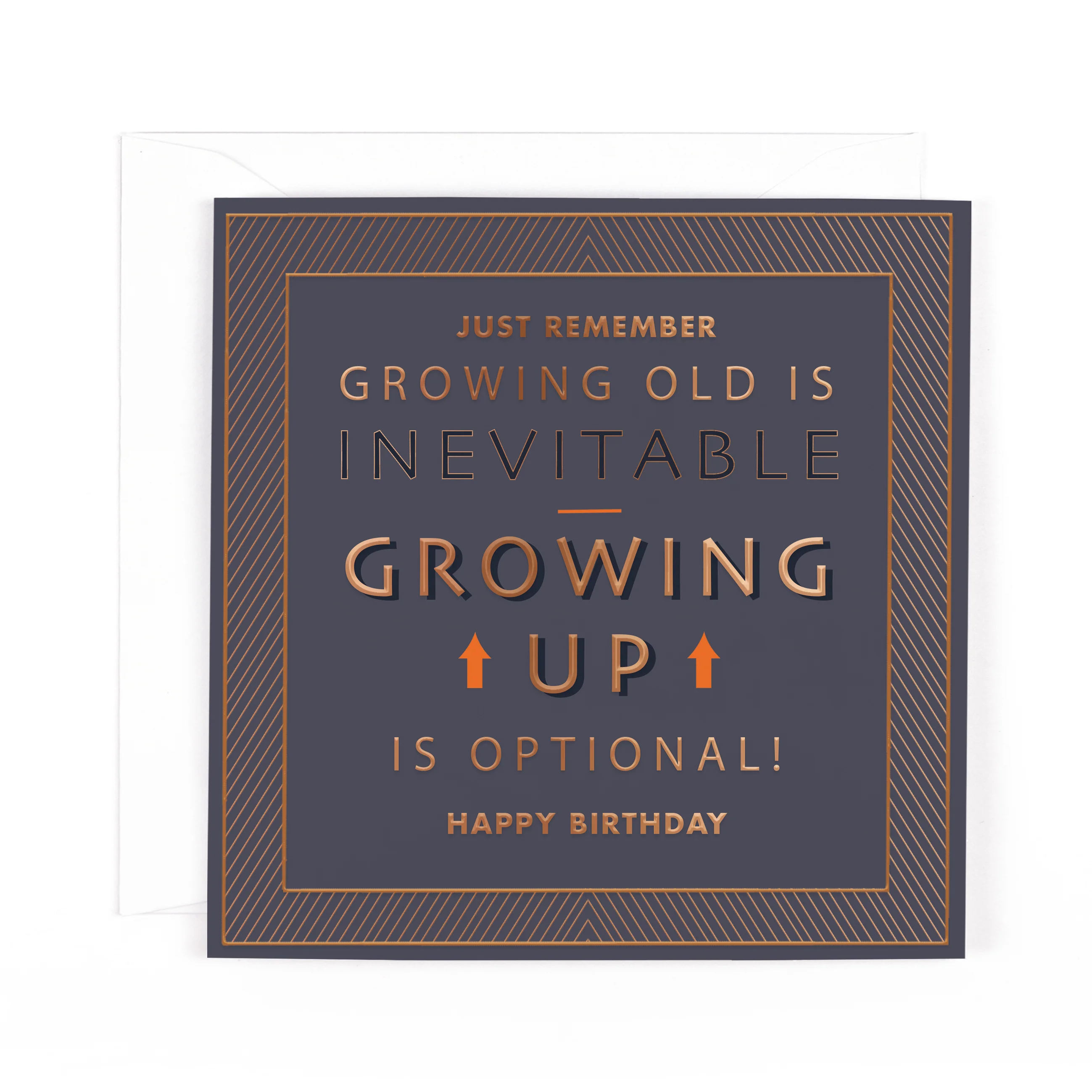 Luxury Foiled Birthday Card 'Growing Up Is Optional'  - Pocket Square Greeting Card by Hotchpotch London