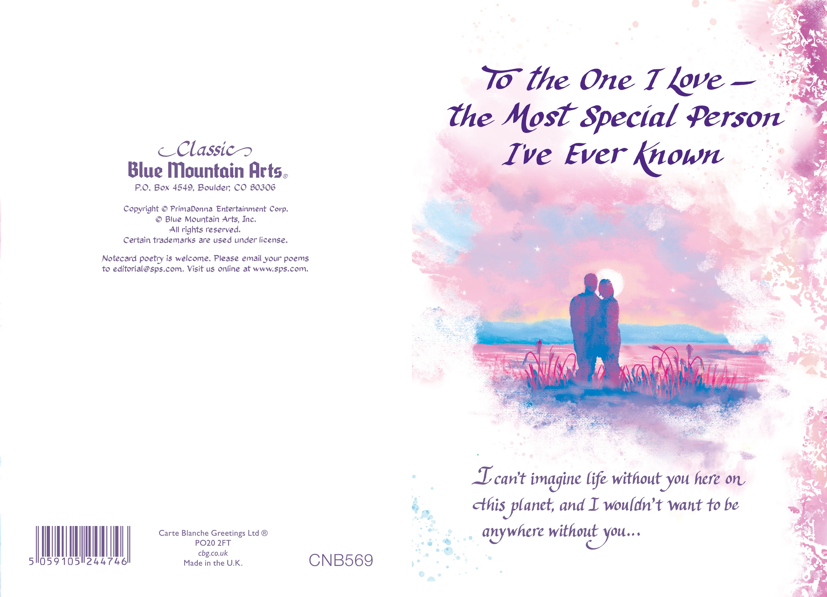 Luxury Fold Out Keepsake Greeting Card 'To The One I Love' - Unique Expressive Art Card With Original Verse 5 x 7 Inches (12 x 17 Cms) - Image 3