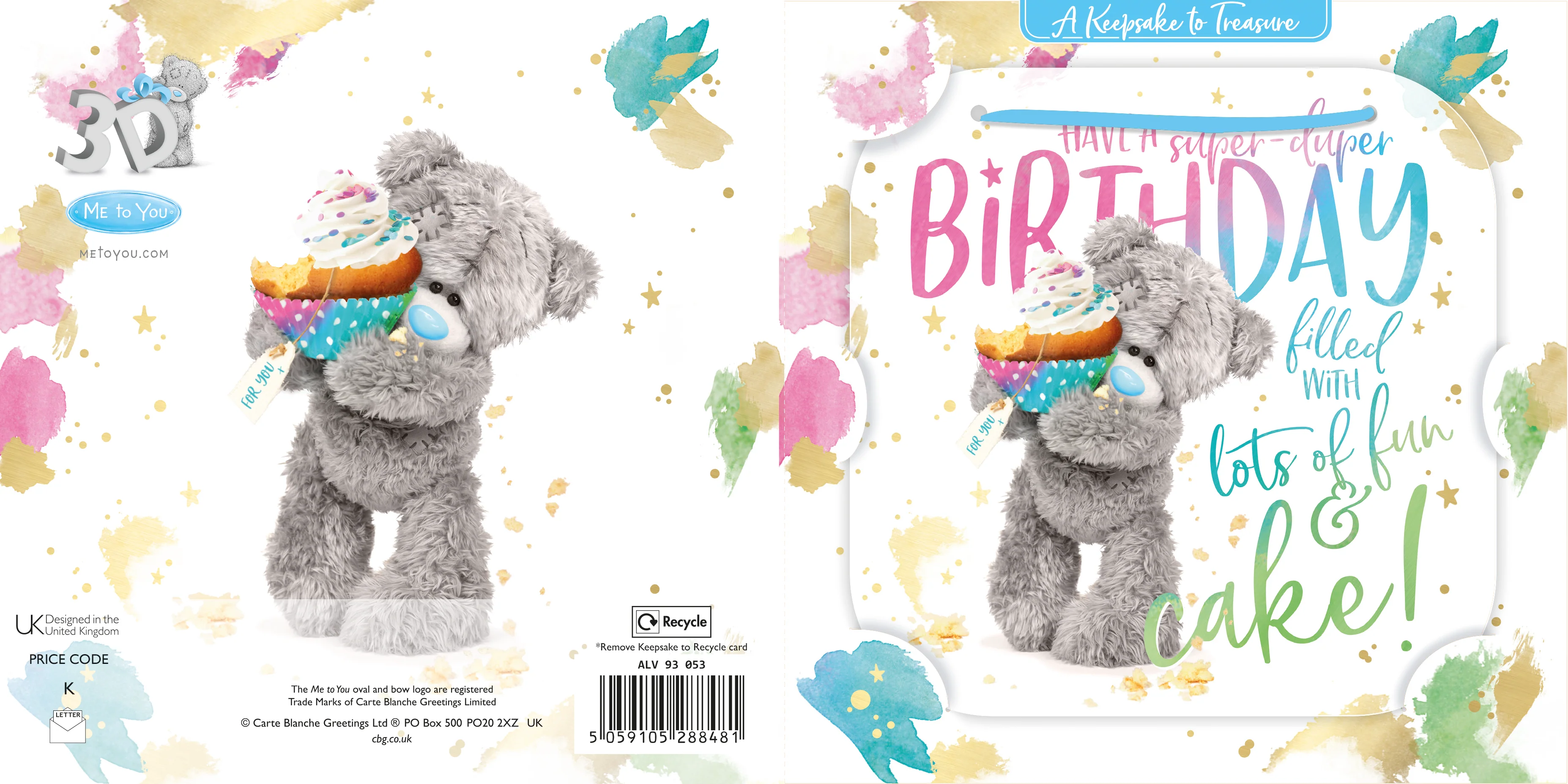 Me to You Tatty Teddy 3D Luxury Keepsake Birthday Card, Super-Duper Birthday 6 x 6" - Official Collection - Image 3