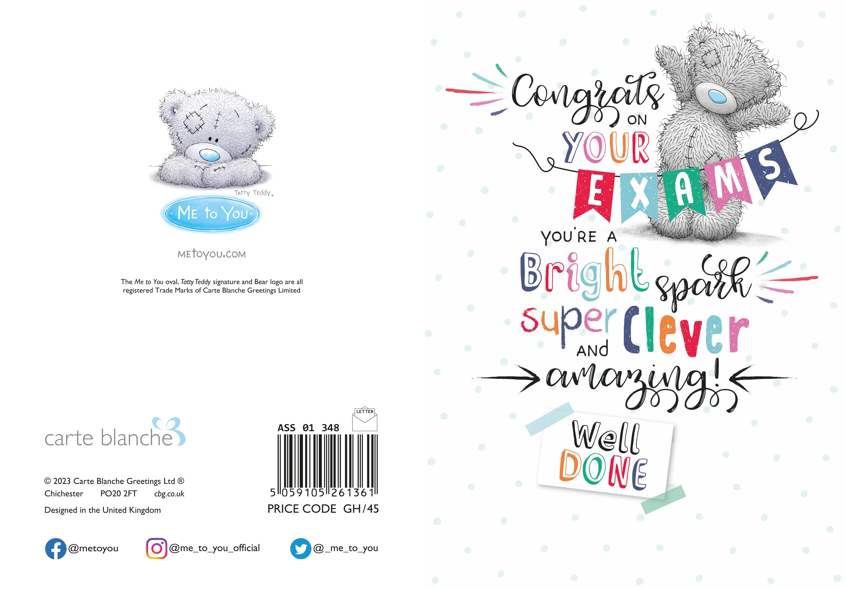 Me To You Tatty Teddy Congrats On Your Exams Greeting Card 5x7ins - Official Collection - Image 3