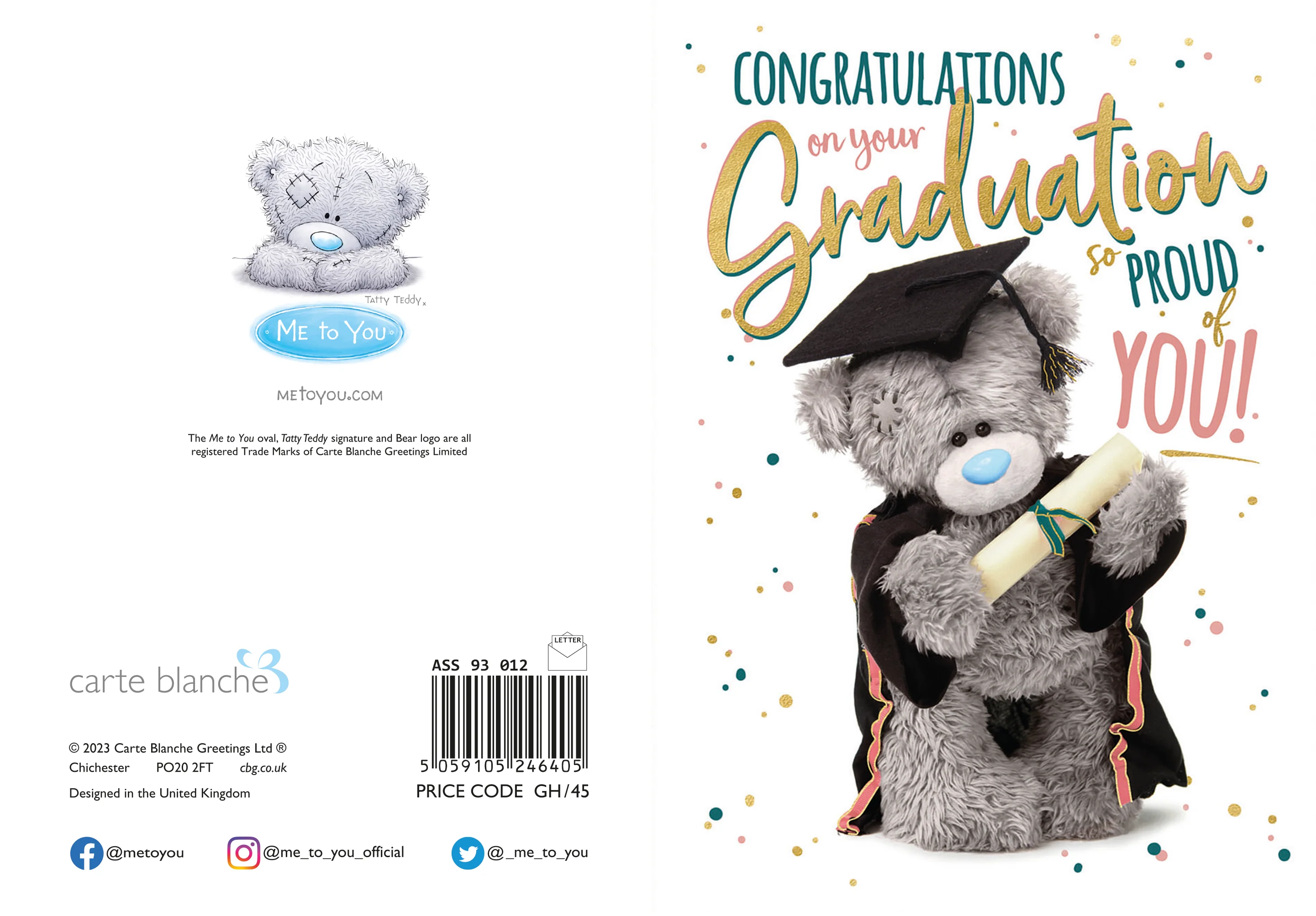 Me To You Tatty Teddy Congrats On Your Graduation Greeting Card 5x7ins - Official Collection - Image 3