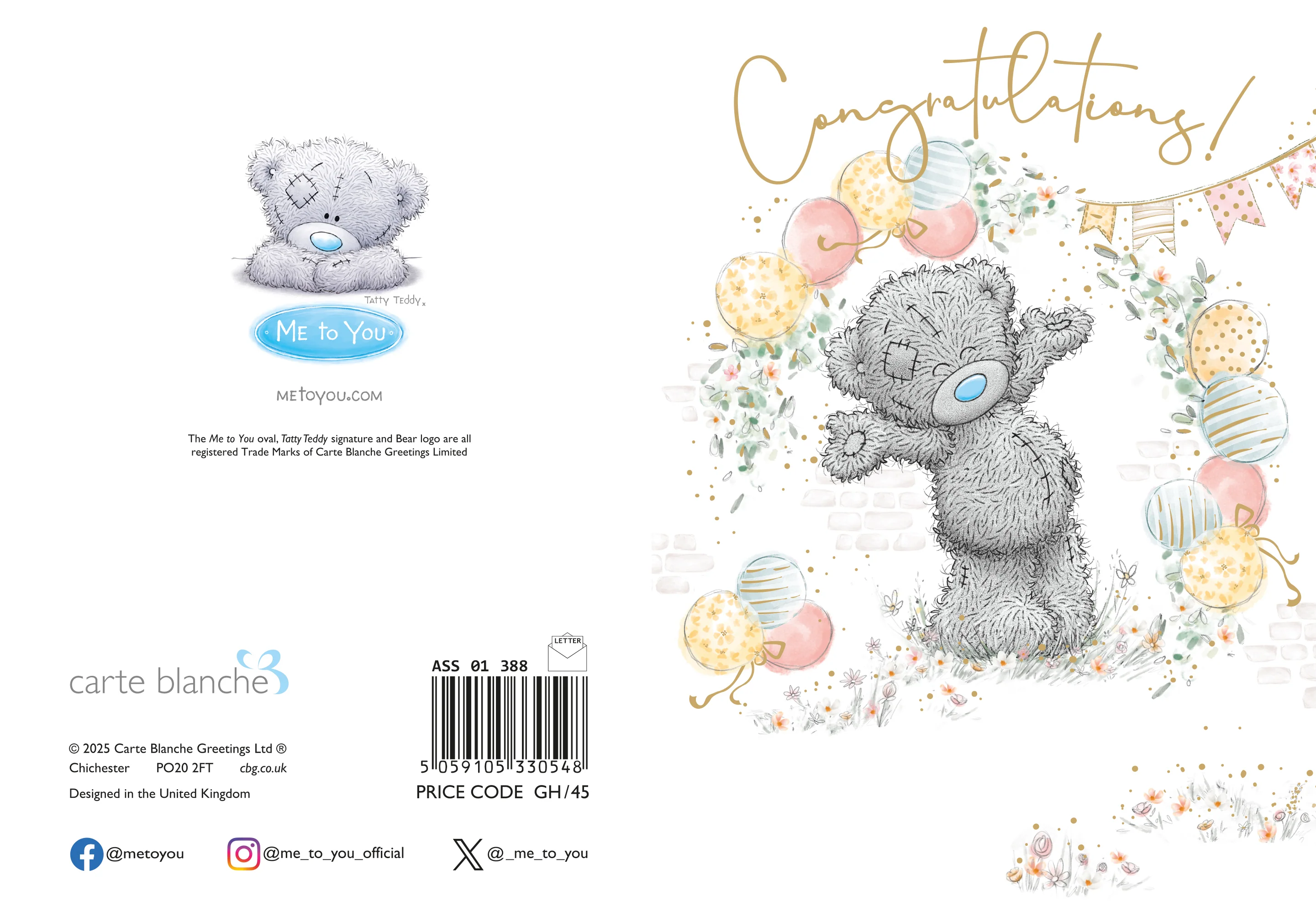 Me to You Tatty Teddy Congratulations Greeting Card 5 x 7 Inches (12 x 17 Cms) - Official Collection - Image 3