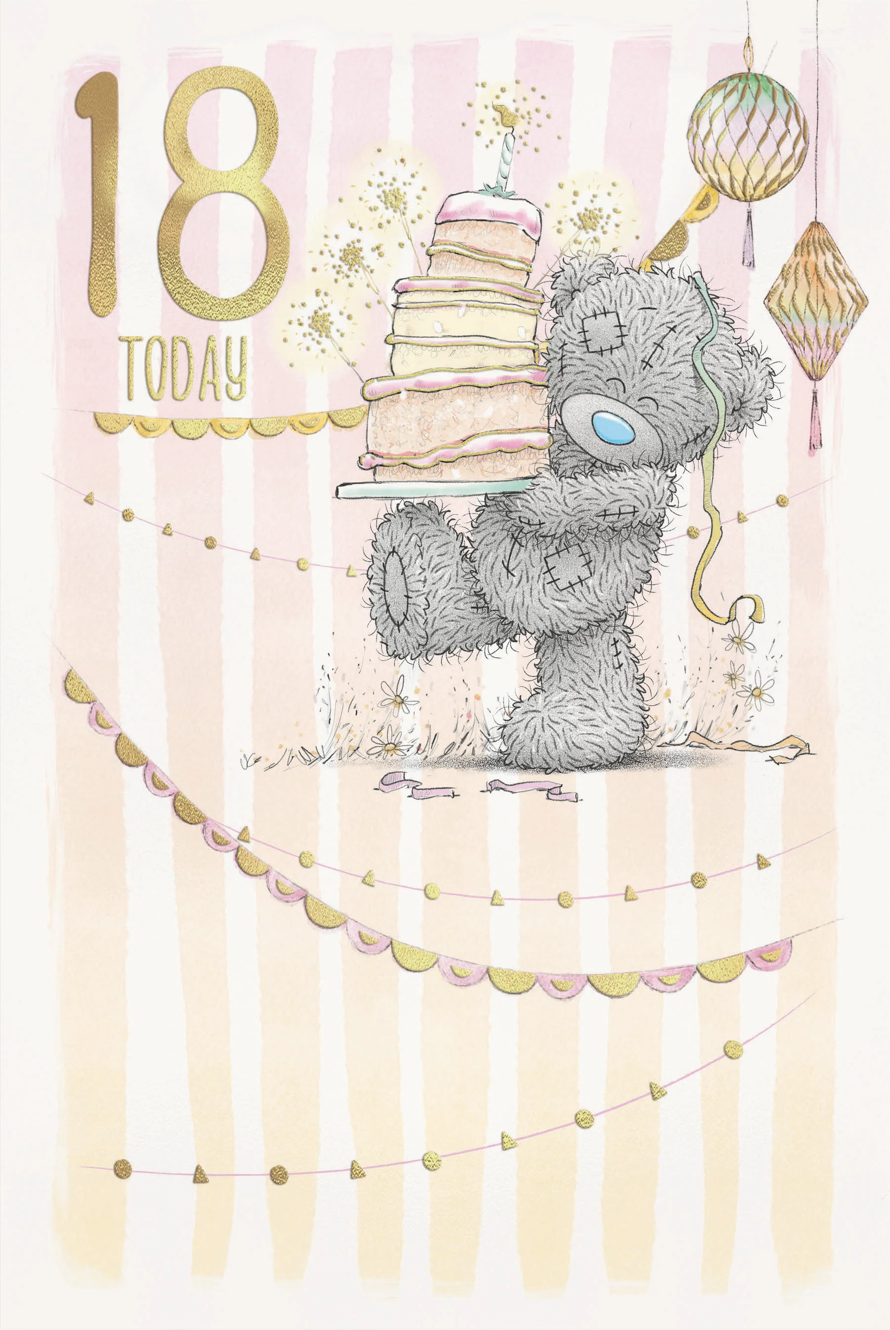Me to You Tatty Teddy Cute 18th Birthday Card, Bear With Cake