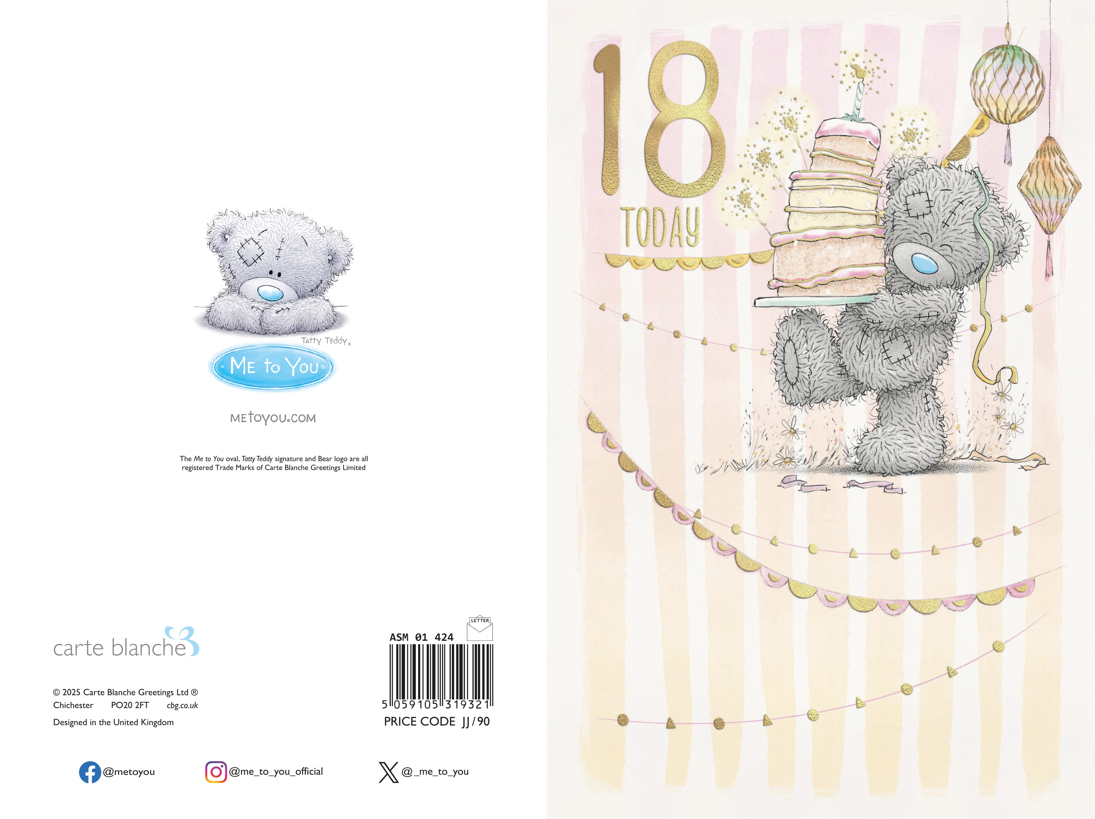 Me to You Tatty Teddy Cute 18th Birthday Card, Bear With Cake - Image 3