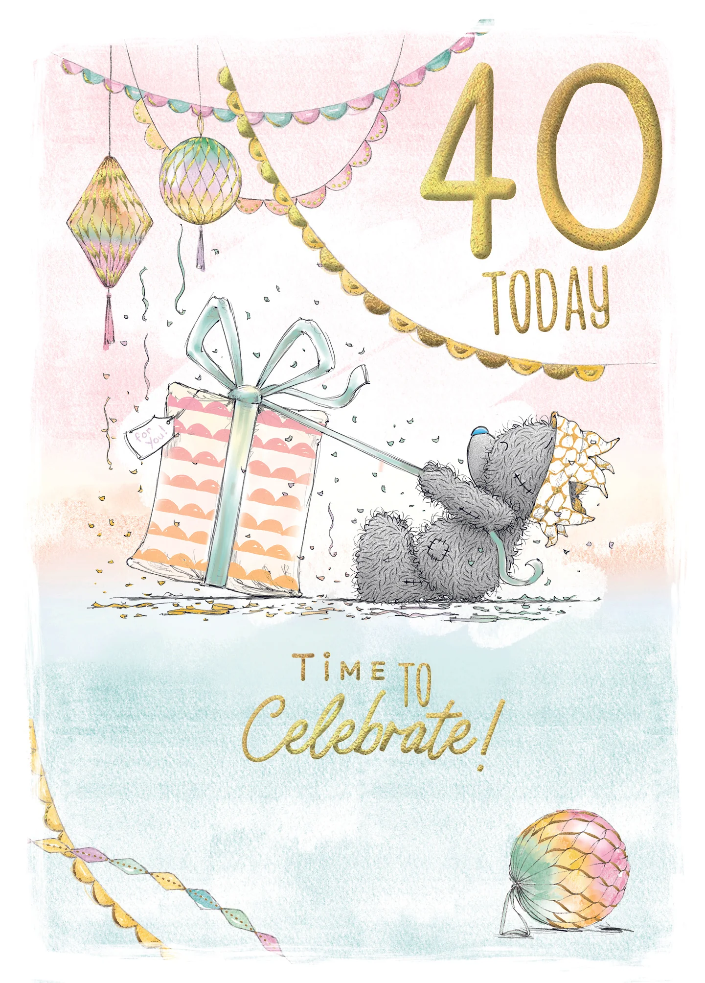 Me to You Tatty Teddy Cute 40th Birthday Card - 5 x 7"