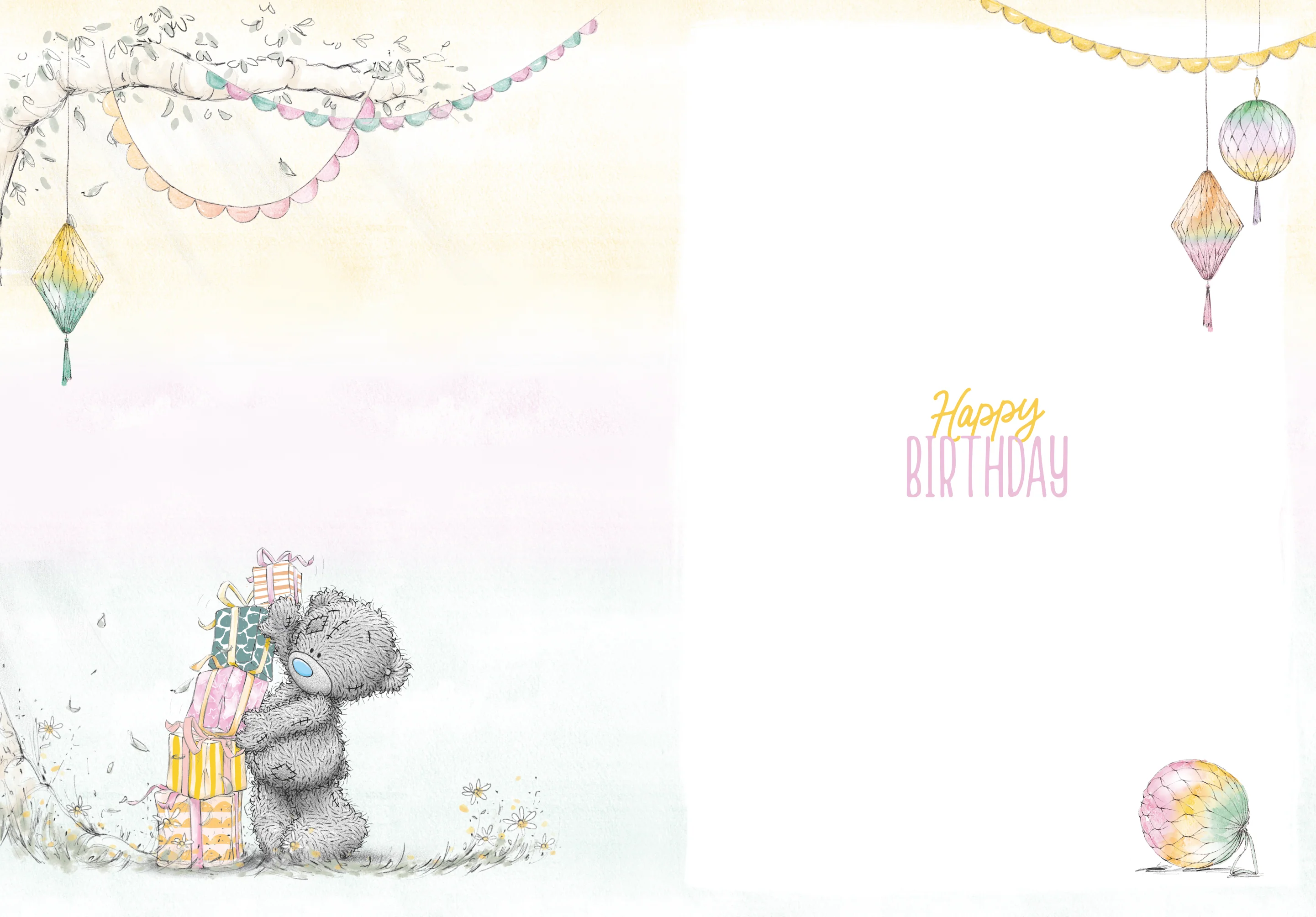 Me to You Tatty Teddy Cute 60th Birthday Card, Bear With Lanterns - 5 x 7" - Image 2
