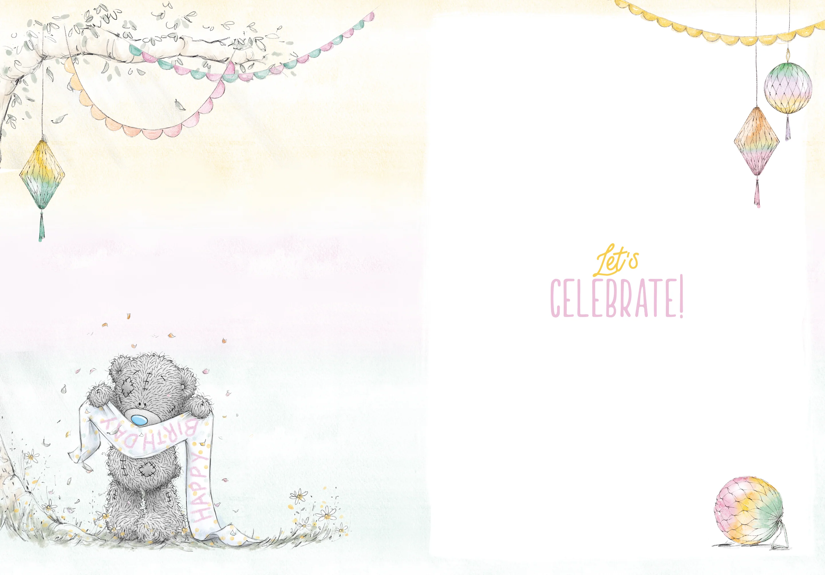 Me to You Tatty Teddy Cute 70th Birthday Card, Bear With Lanterns - 5 x 7" - Image 2