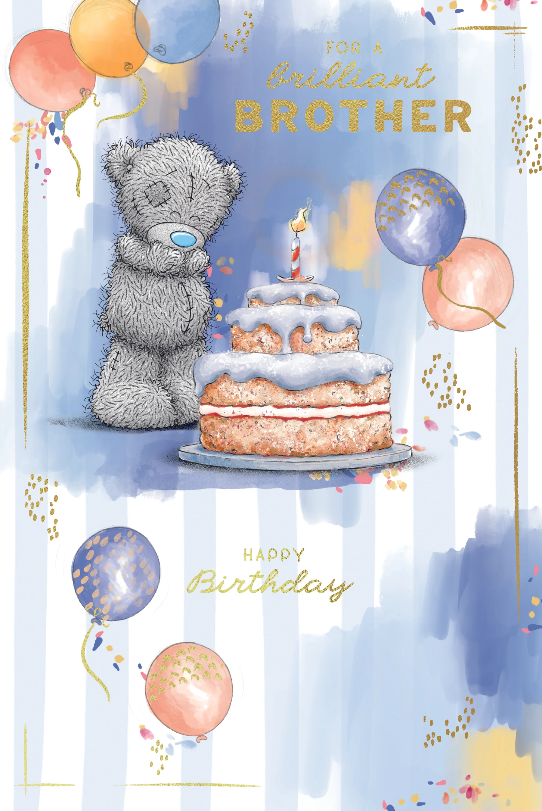 Me to You Tatty Teddy Cute Birthday Card For A Brilliant Brother, 6 X 9 Inches - Official Collection