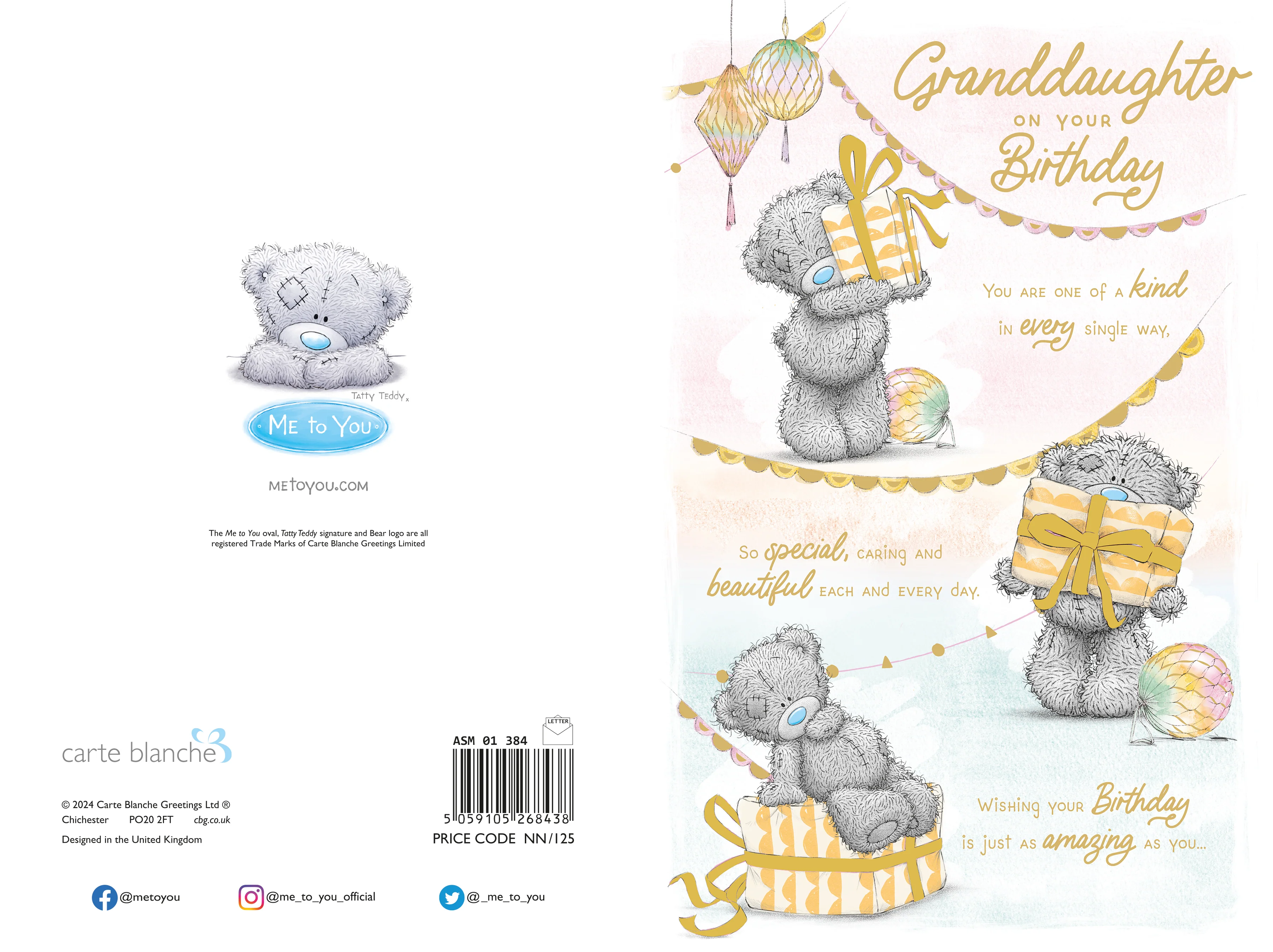 Me to You Tatty Teddy Cute Birthday Card For Granddaughter - Official Collection - Image 3