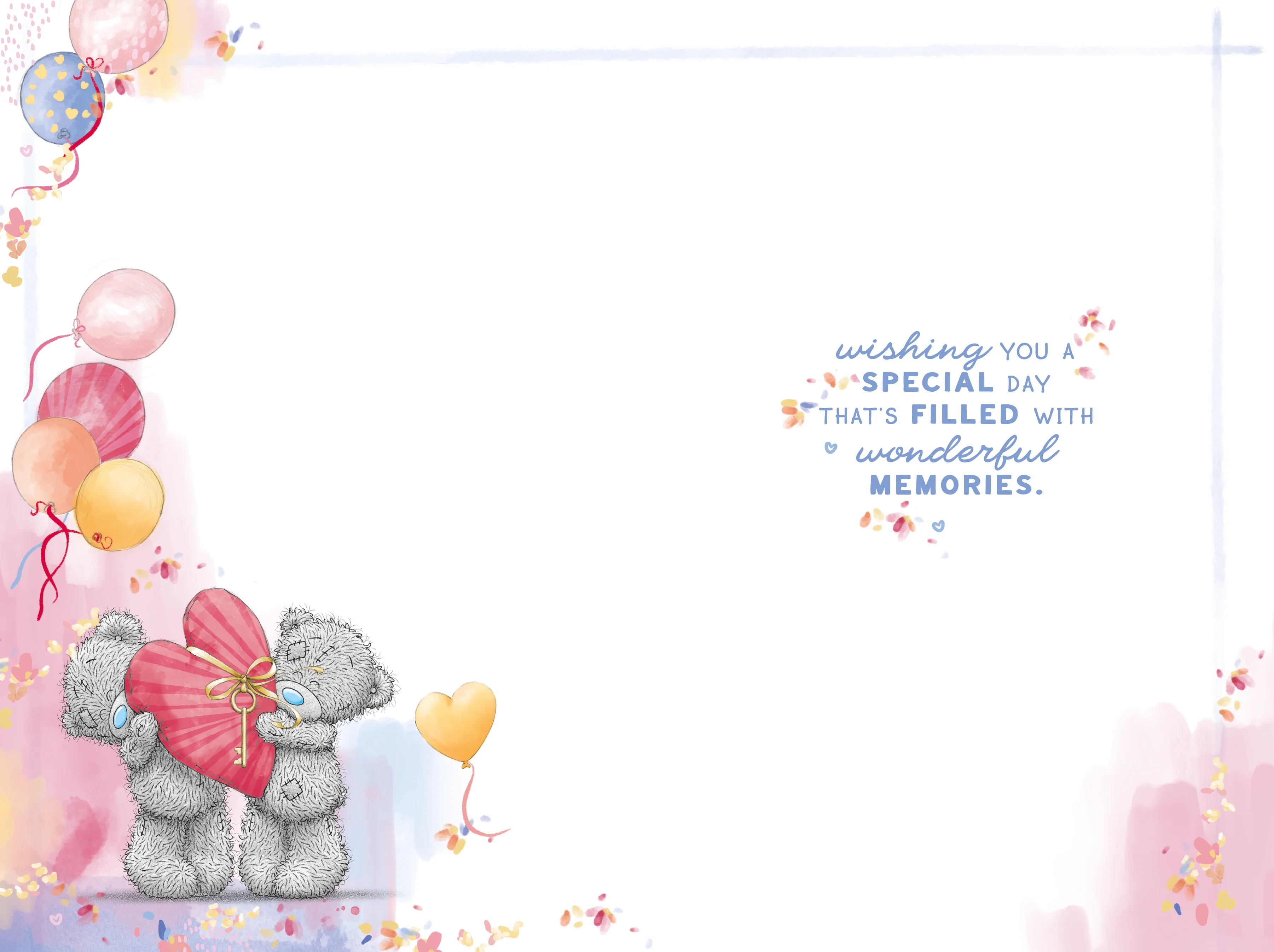 Me to You Tatty Teddy 'For My Beautiful Wife' Bears Hugging With Gift And Balloons Luxury Gold Foil Birthday Card, 6 X 9 Inches - Official Collection - Image 2