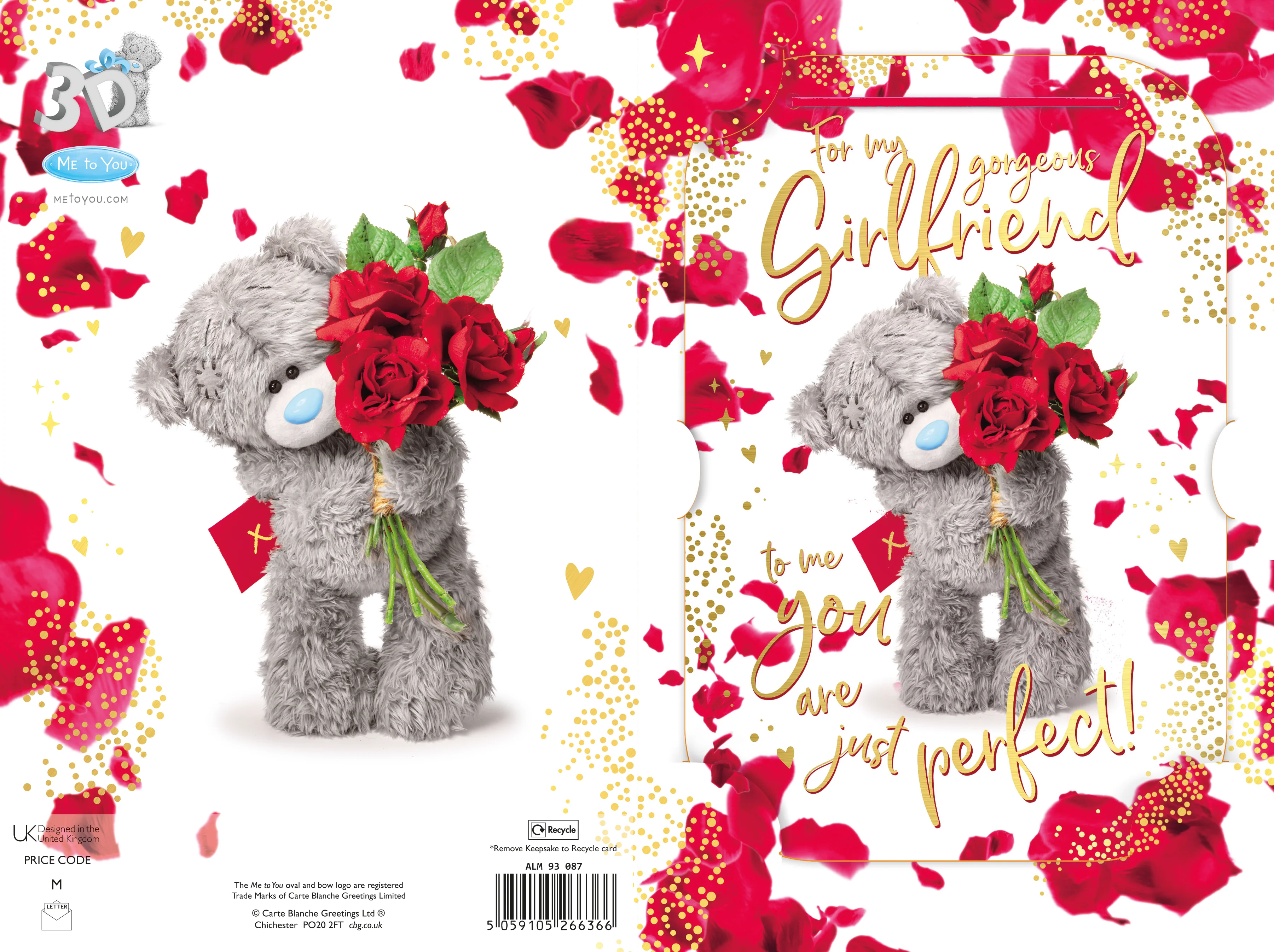Me to You Tatty Teddy Gorgeous Girlfriend 3D Keepsake Birthday Greeting Card 6x6ins - - Image 3