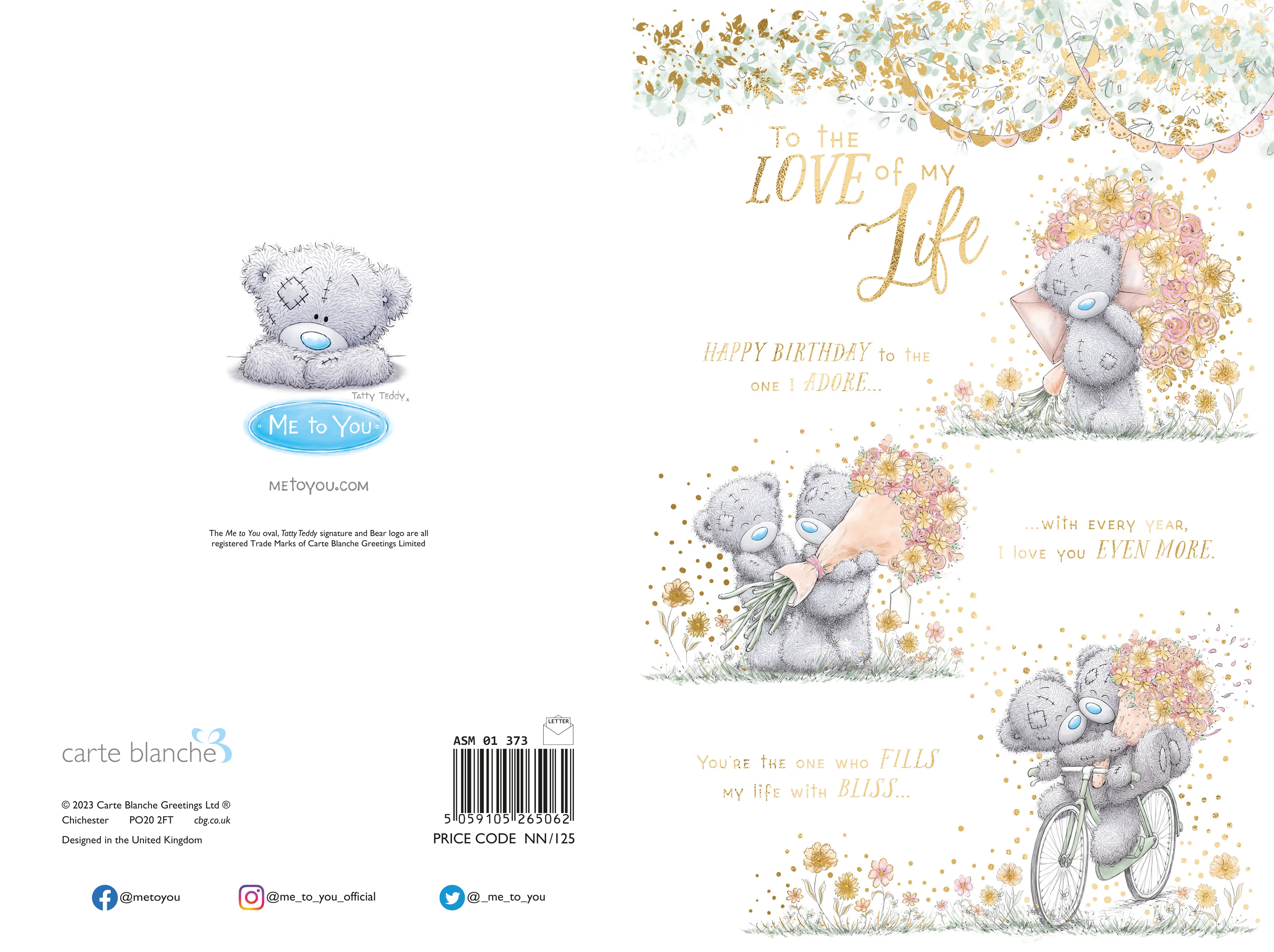 Me to You Tatty Teddy Happy Birthday To The Love Of My Life Greeting Card 6x9ins - Image 3