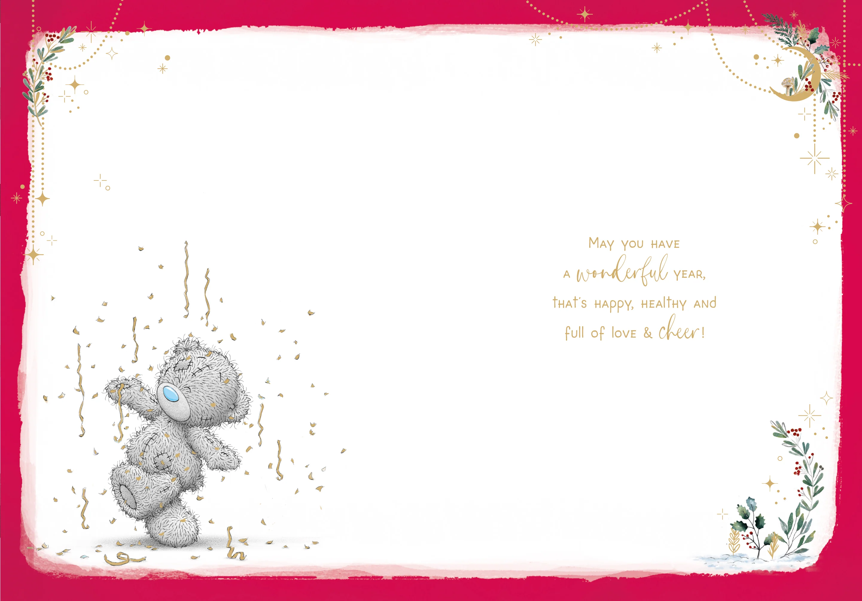 Me to You Tatty Teddy Luxury Happy New Year Card With Gold Foil Detail 5x7ins - Official Collection - Image 2