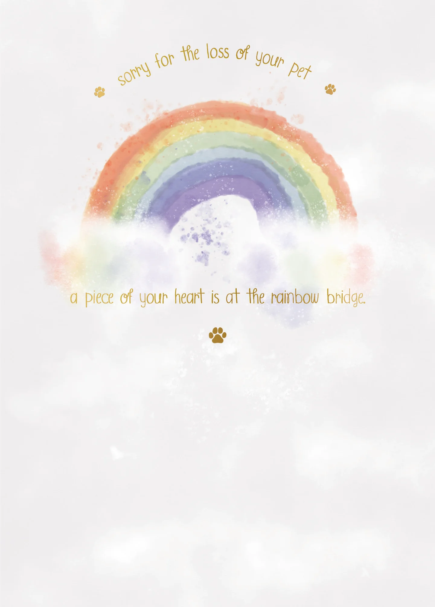 Pet Sympathy Card | Thinking Of You After Loss Of A Pet | Rainbow Design By Wishing Well Studios 5 x 7"