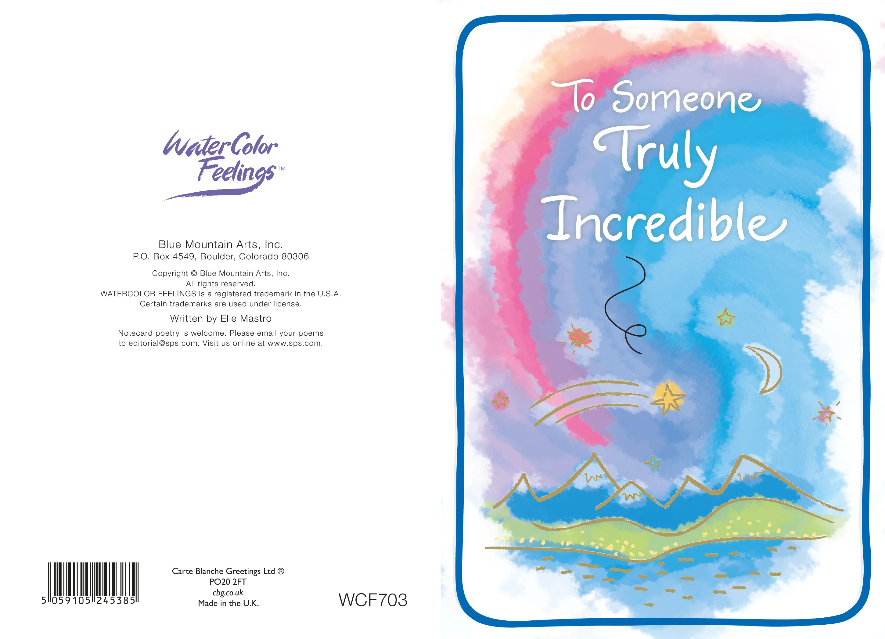 Uplifting Keepsake Fold Out Greeting Card 'To Someone Truly Incredible' - Unique Expressive Art Card With Original Verse 5 x 7 Inches (12 x 17 Cms) - Image 3